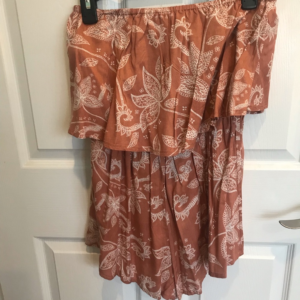 Tan strapless romper